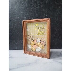 Vintage Framed Glass Fresh Eggs Wall Art